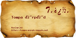 Tompa Árpád névjegykártya