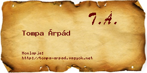 Tompa Árpád névjegykártya